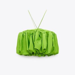 Lime green puff tube top, size M